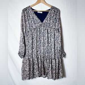 Vintage Love Sz Boho floral tiered babydoll mini dress Sz. L